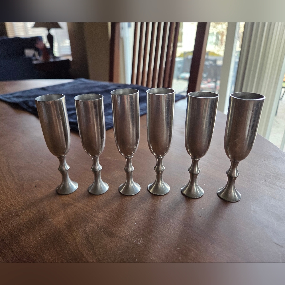Vintage Metawa Holland Pewter Cordial Cups Set Of 6